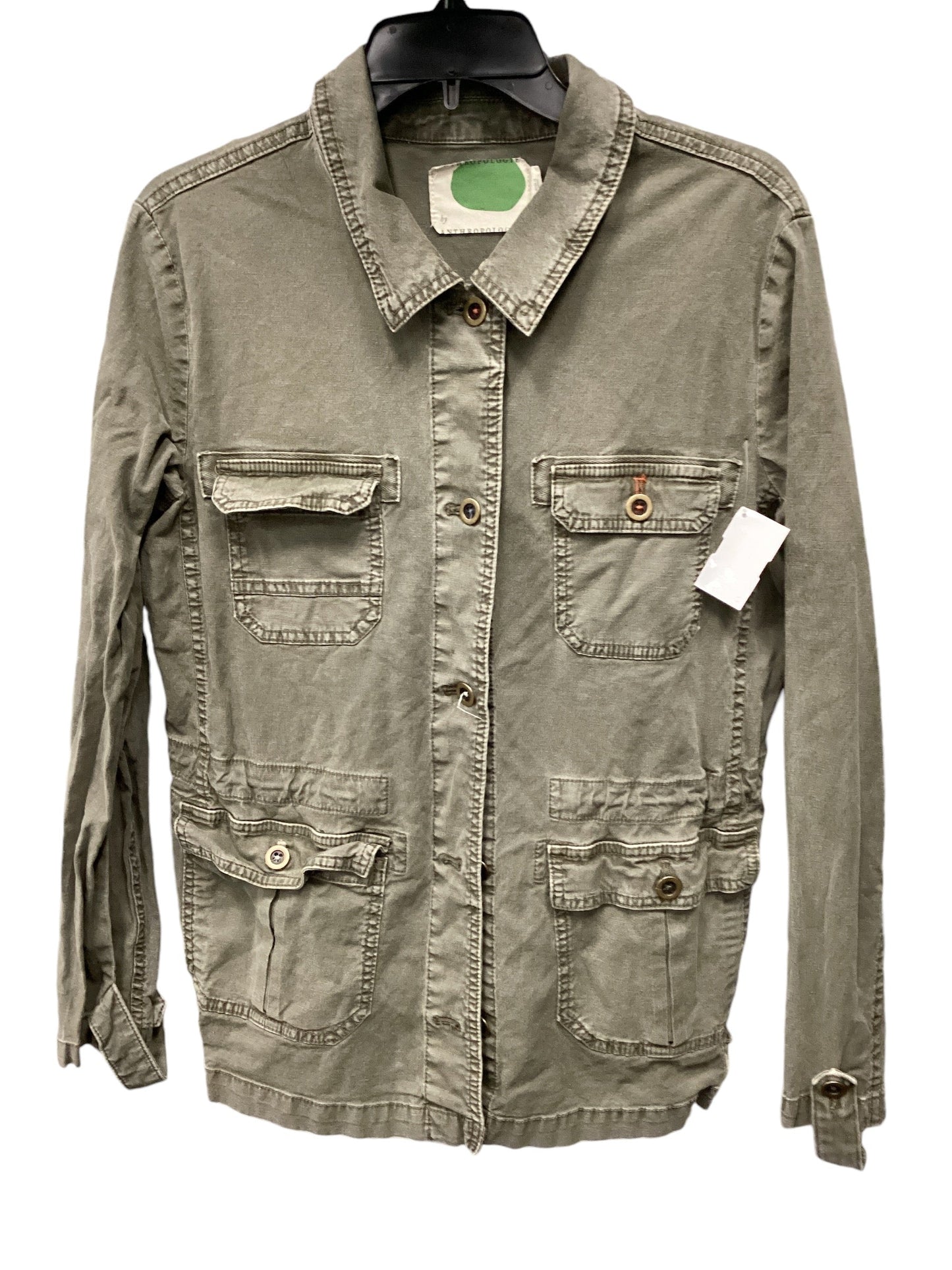 Jacket Shirt By Anthropologie In Green, Size: S