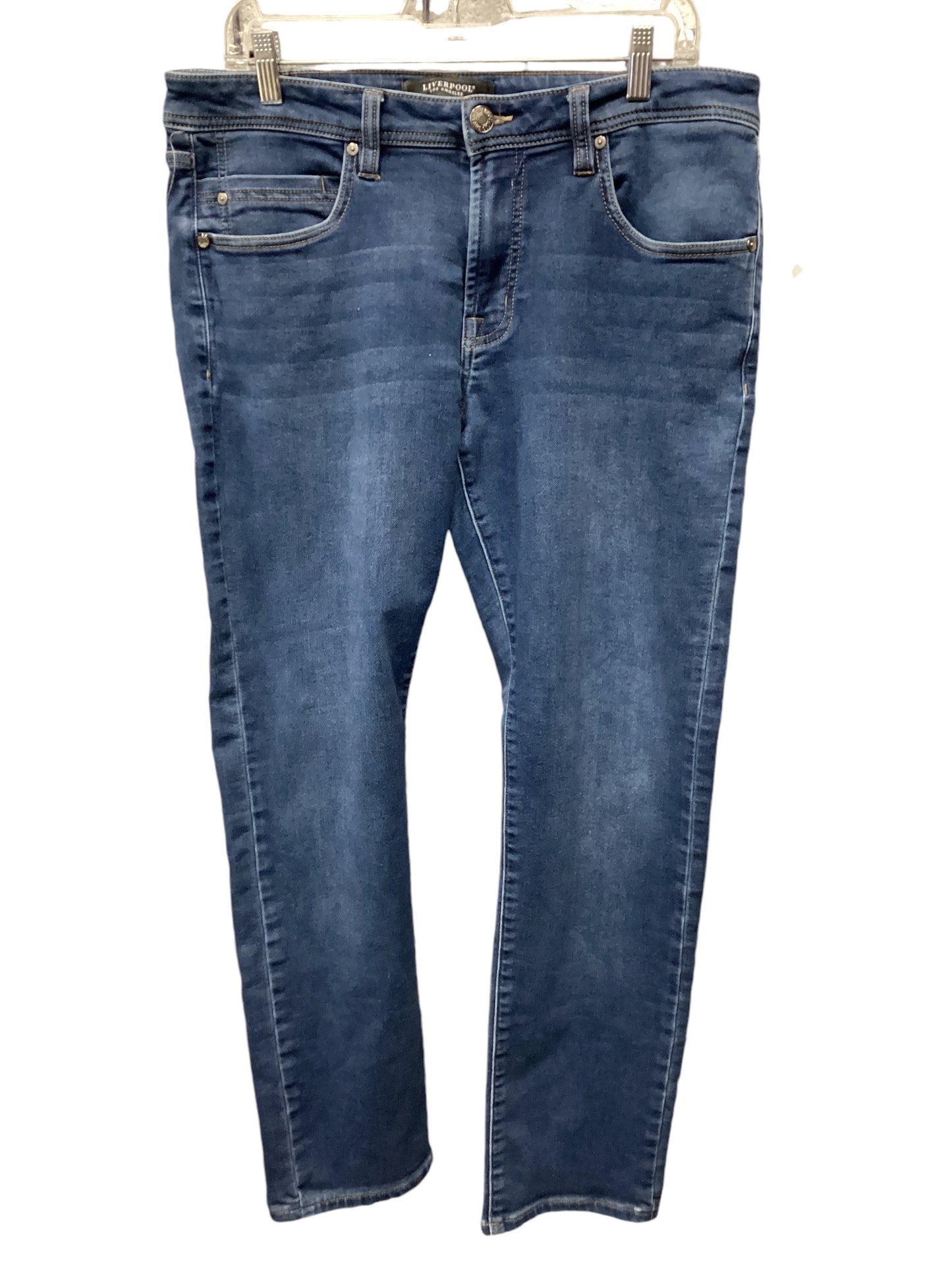 Jeans Skinny By Liverpool In Blue Denim, Size: 18