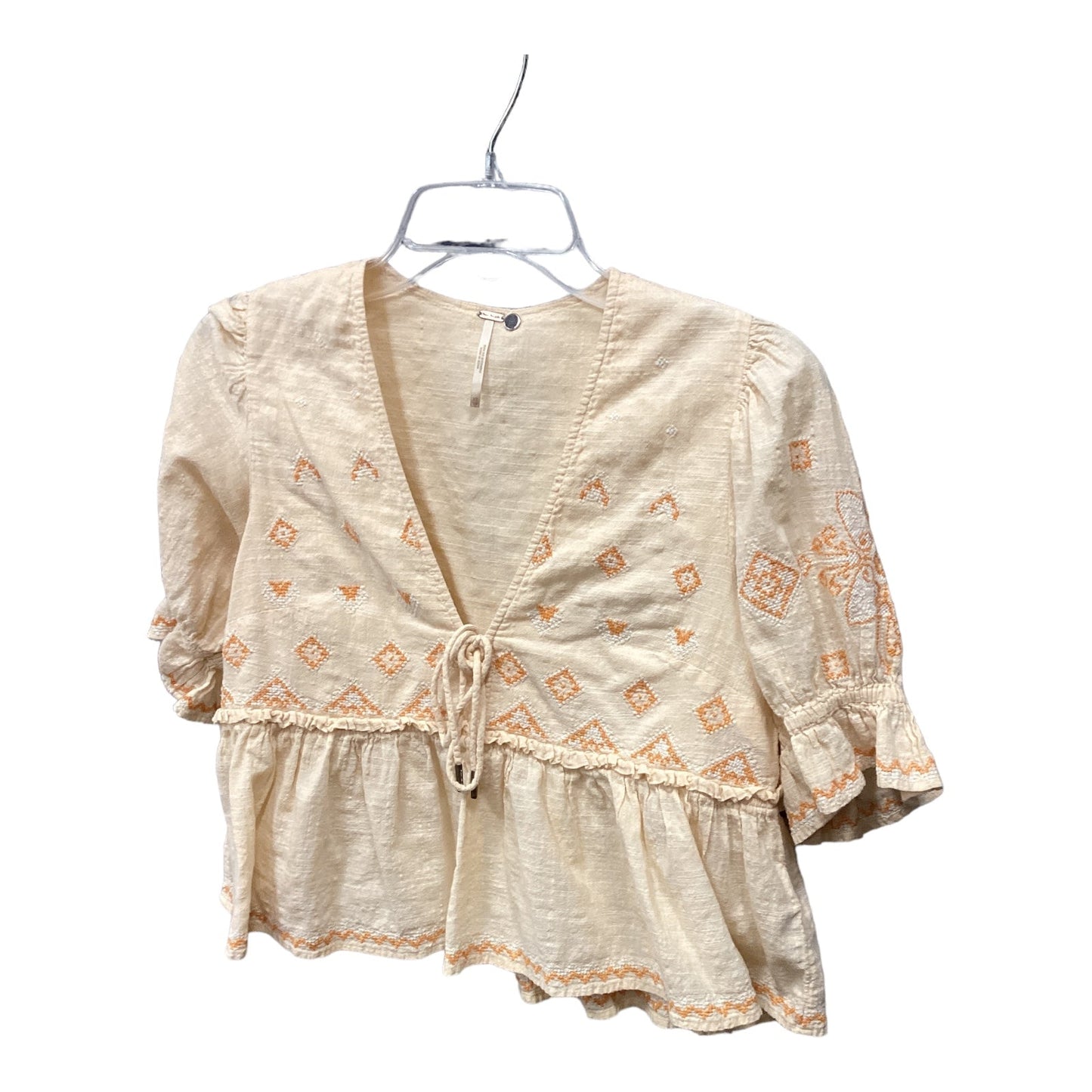 Top Short Sleeve By Free People In Peach, Size: Xs