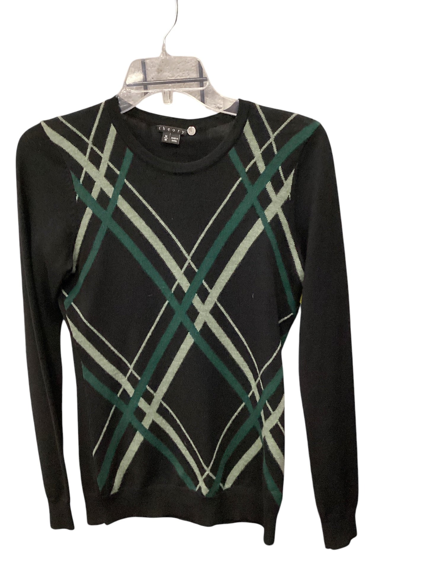 Sweater By Theory In Black & Green, Size: M