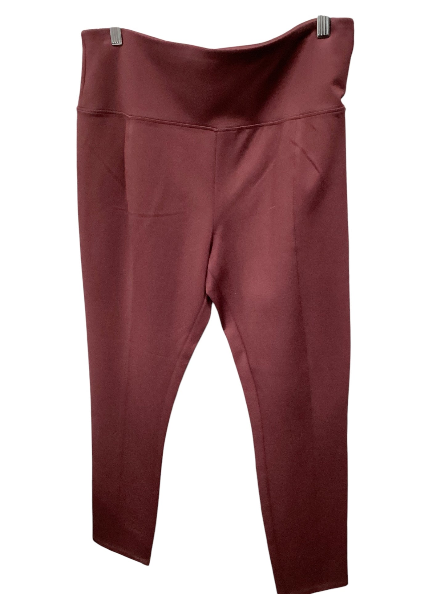 Athletic Leggings By Harve Bernard In Maroon, Size: L