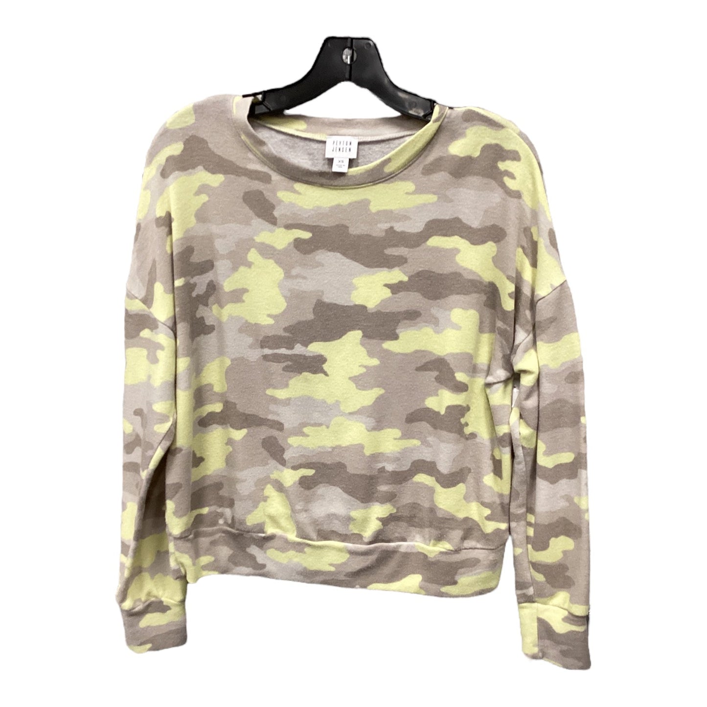 Top Long Sleeve By Peyton Jensen In Camoflauge, Size: Xs