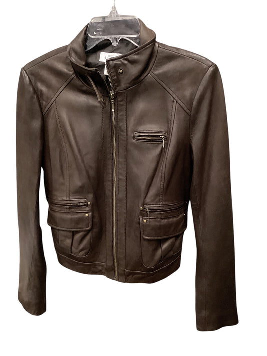 Jacket Leather By Loft In Brown, Size: 2