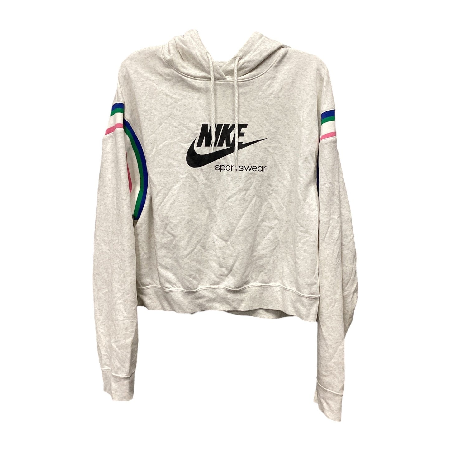 Athletic Sweatshirt Hoodie By Nike In White, Size: L