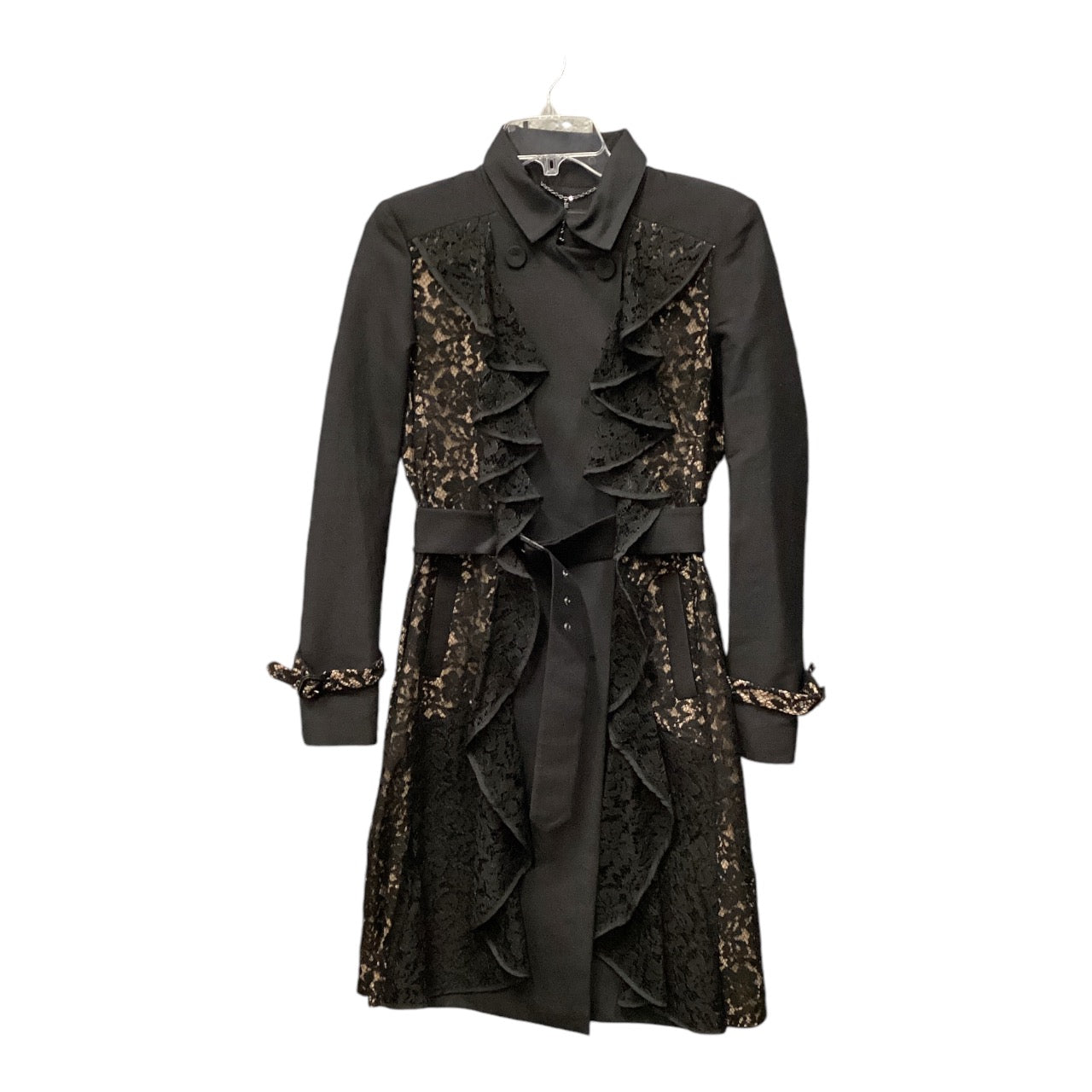 Coat Trench Coat By Bcbgmaxazria In Black, Size: S