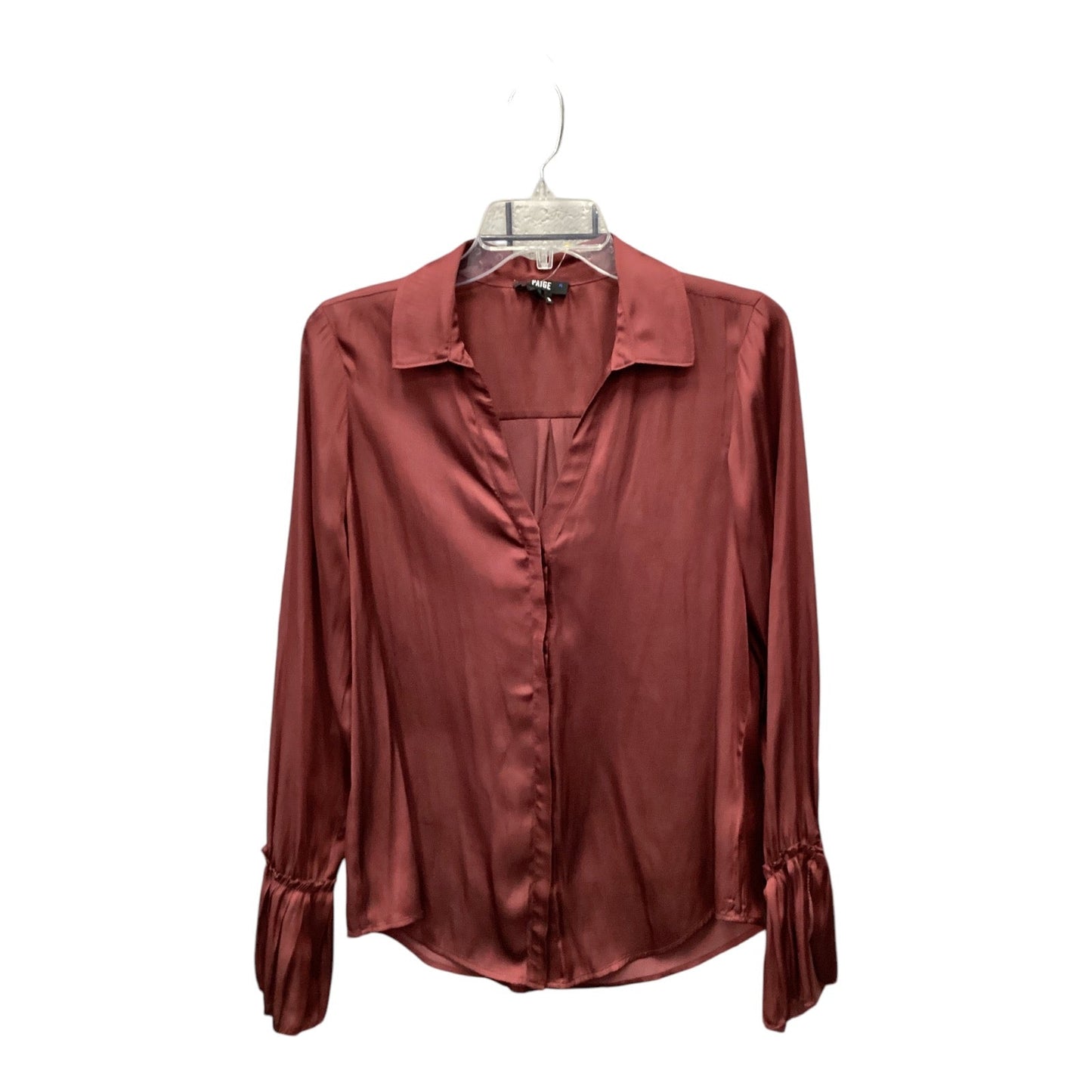 Top Long Sleeve By Paige In Maroon, Size: S