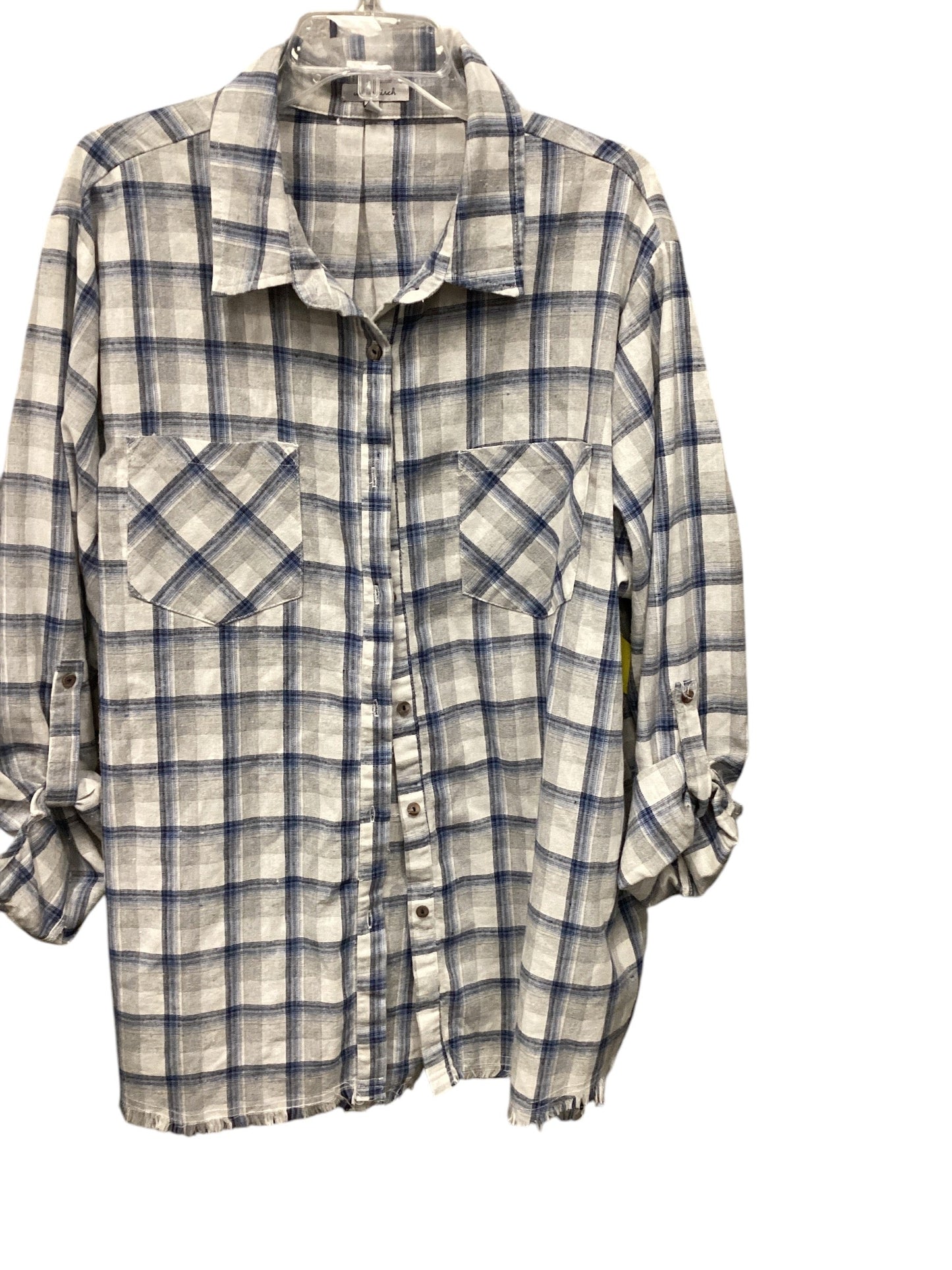 Top Long Sleeve By White Birch In Plaid Pattern, Size: 2x