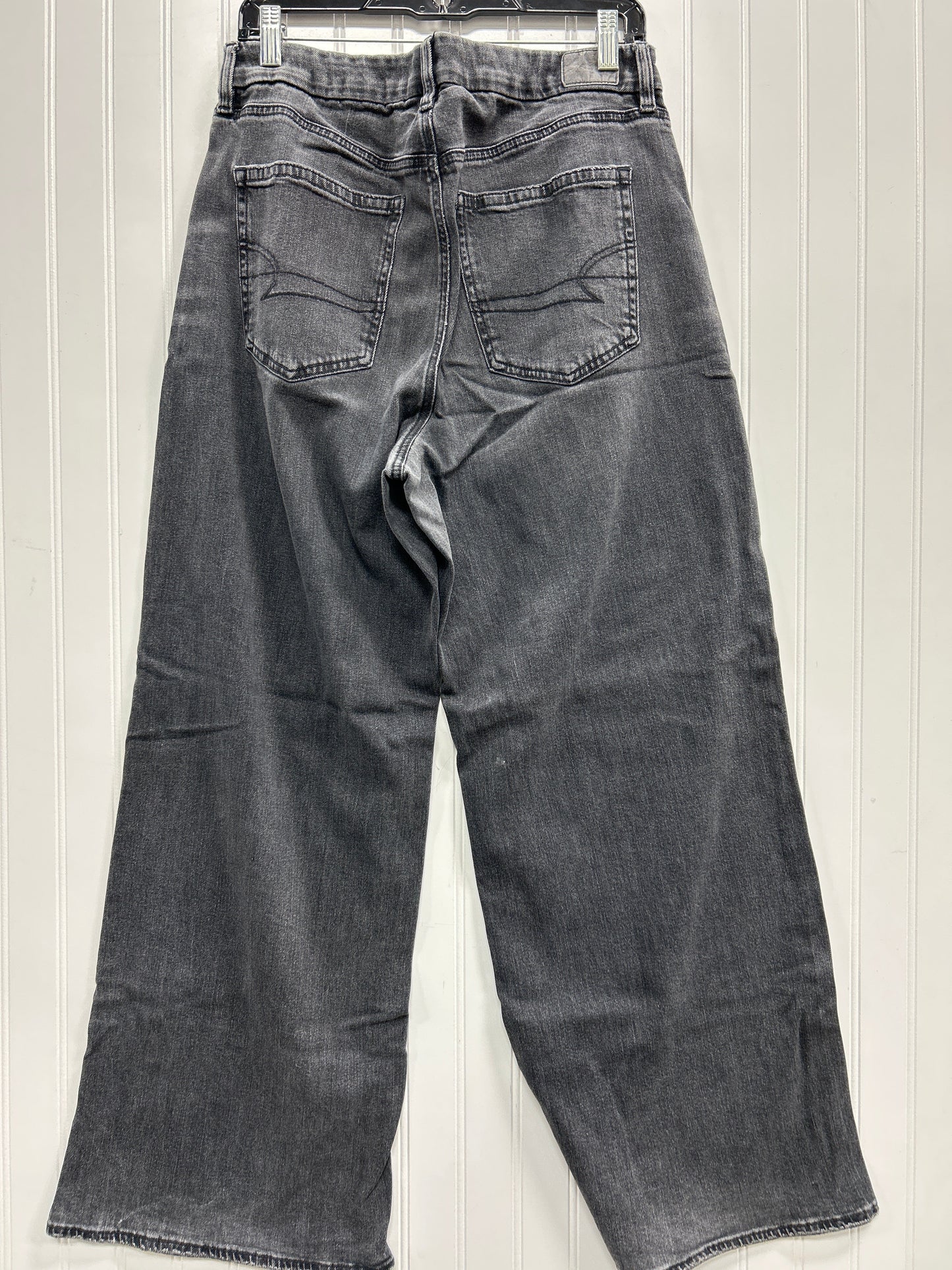 Jeans Wide Leg By American Eagle In Black Denim, Size:14