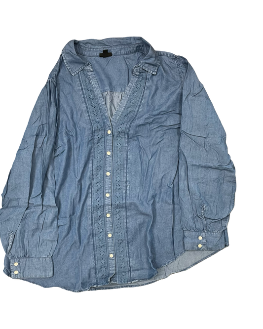 Blouse Ls By Torrid In Blue Denim, Size:3X