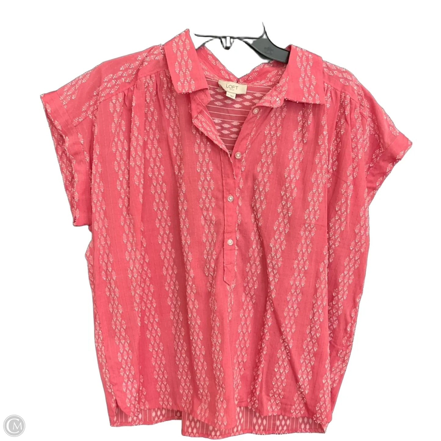 Blouse Short Sleeve By Loft In Red, Size: L