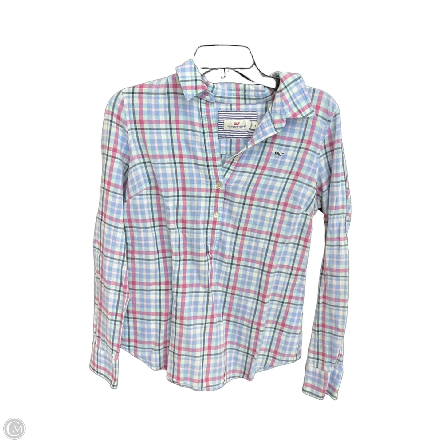 Top Long Sleeve By Vineyard Vines In Plaid Pattern, Size: S