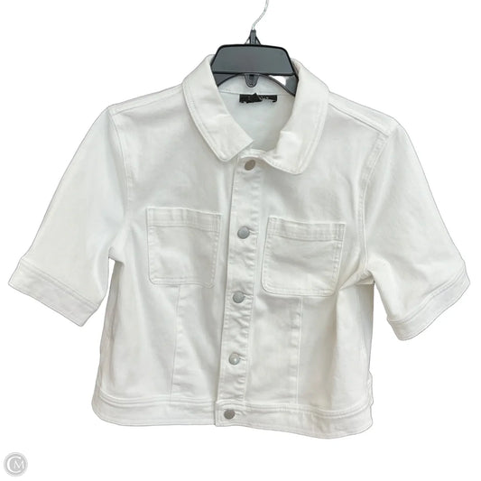 Jacket Shirt By Talbots In White Denim, Size: M