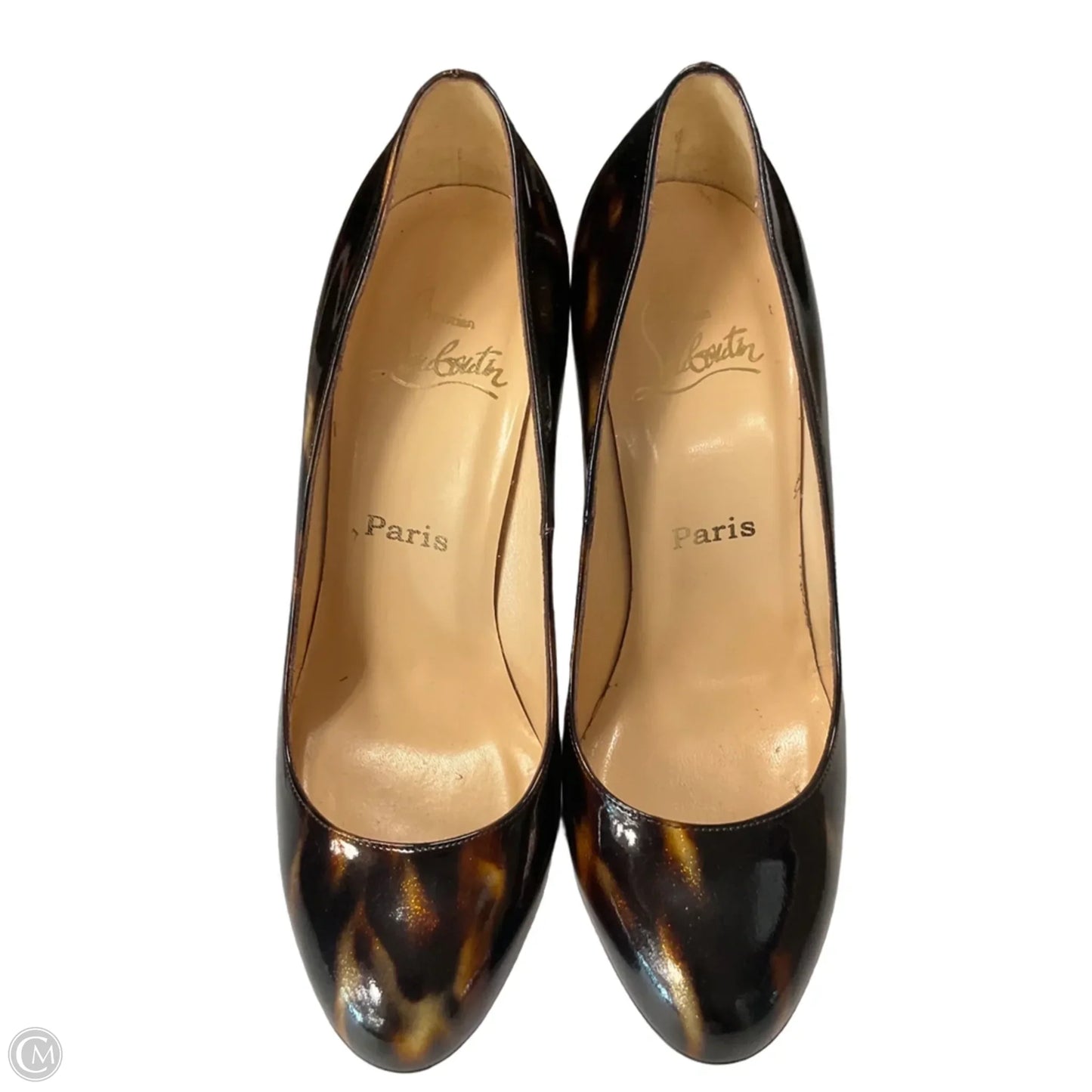 Shoes Luxury Designer By Christian Louboutin In Brown, Size: 7.5