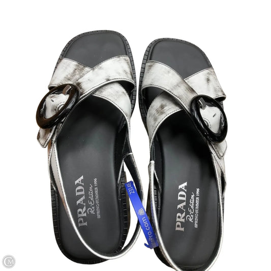 Sandals Luxury Designer By Prada In Grey, Size: 9