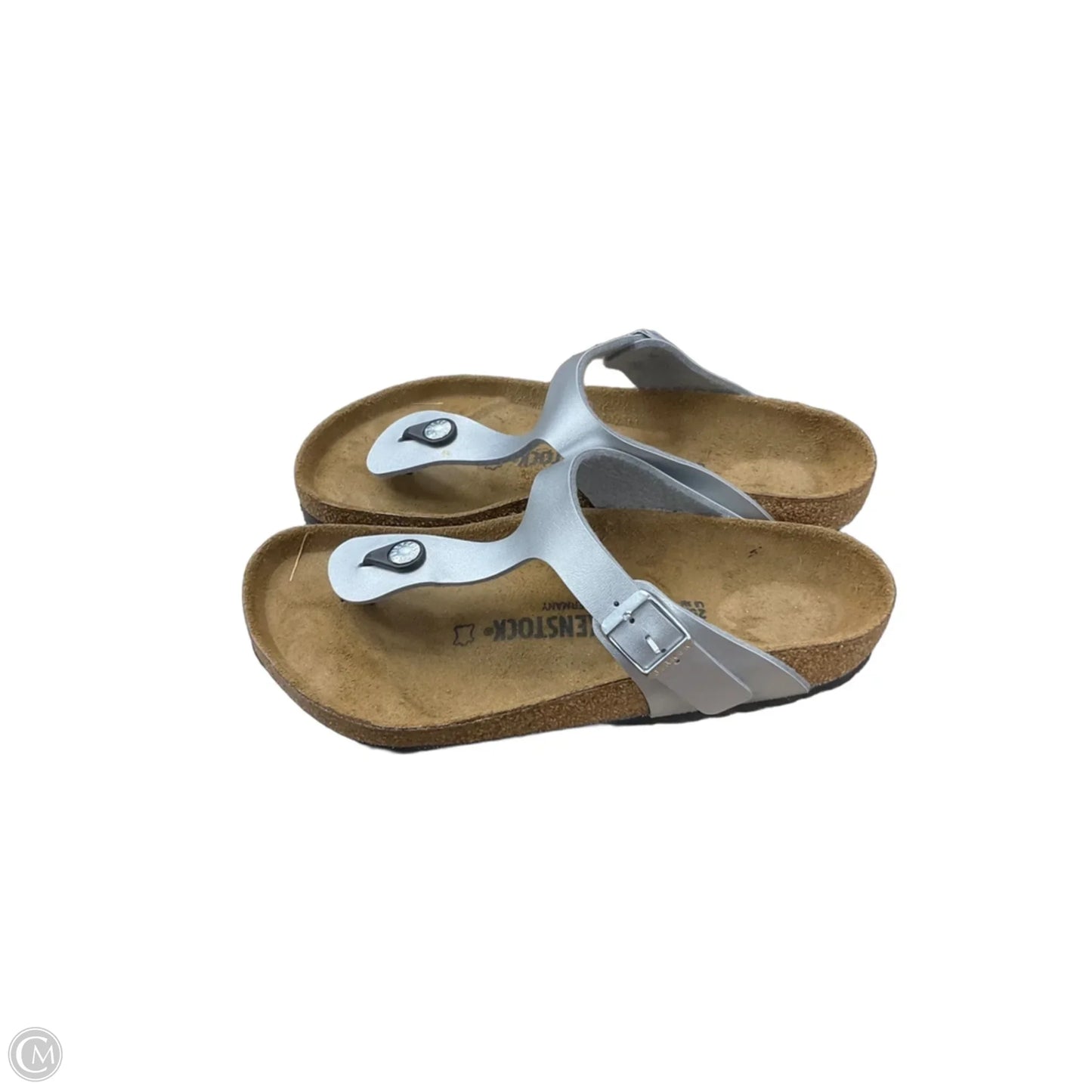 Sandals Flats By Birkenstock In Silver, Size: 8.5