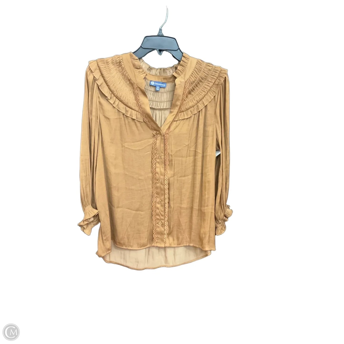 Blouse Long Sleeve By Democracy In Brown, Size: M