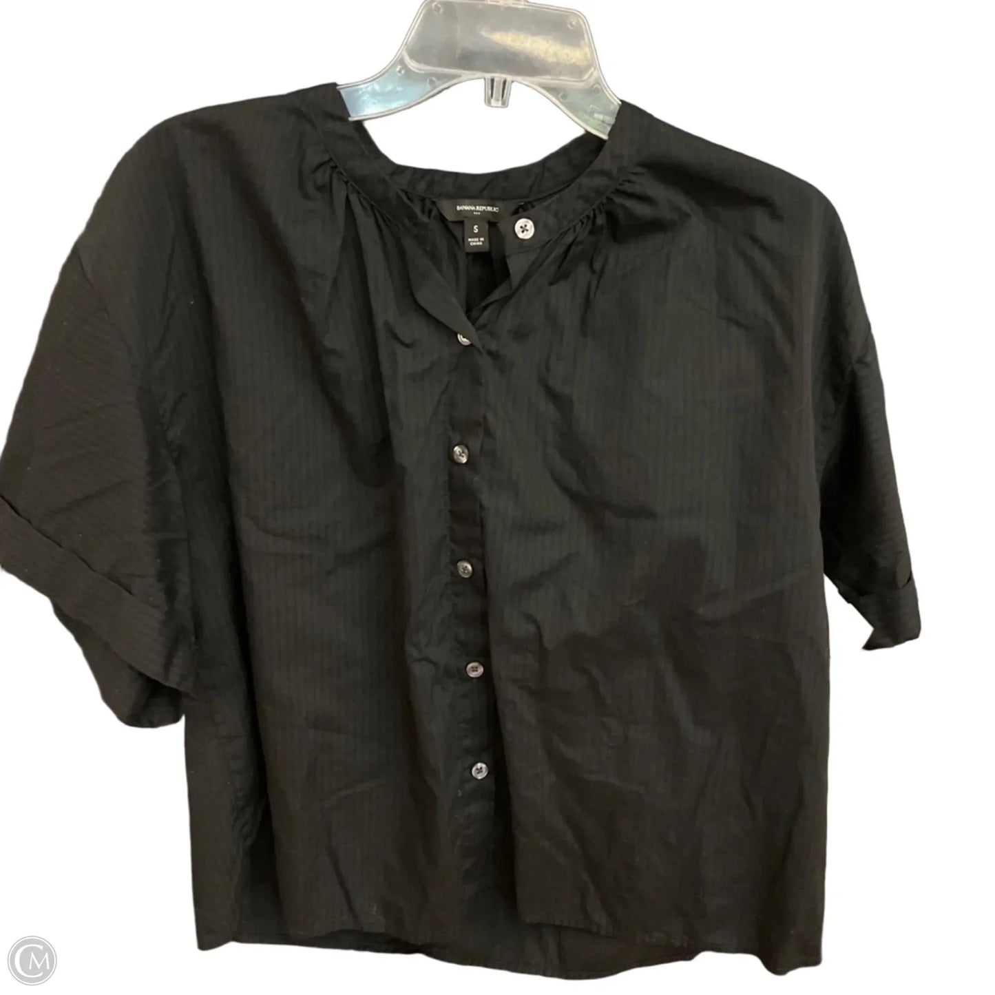 Blouse Short Sleeve By Banana Republic In Black, Size: S