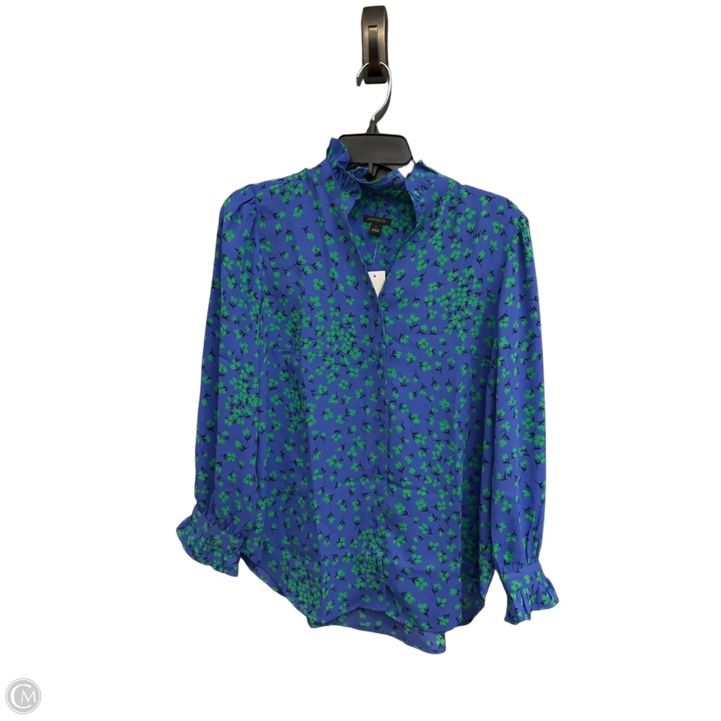 Top Long Sleeve By Ann Taylor In Blue, Size: S