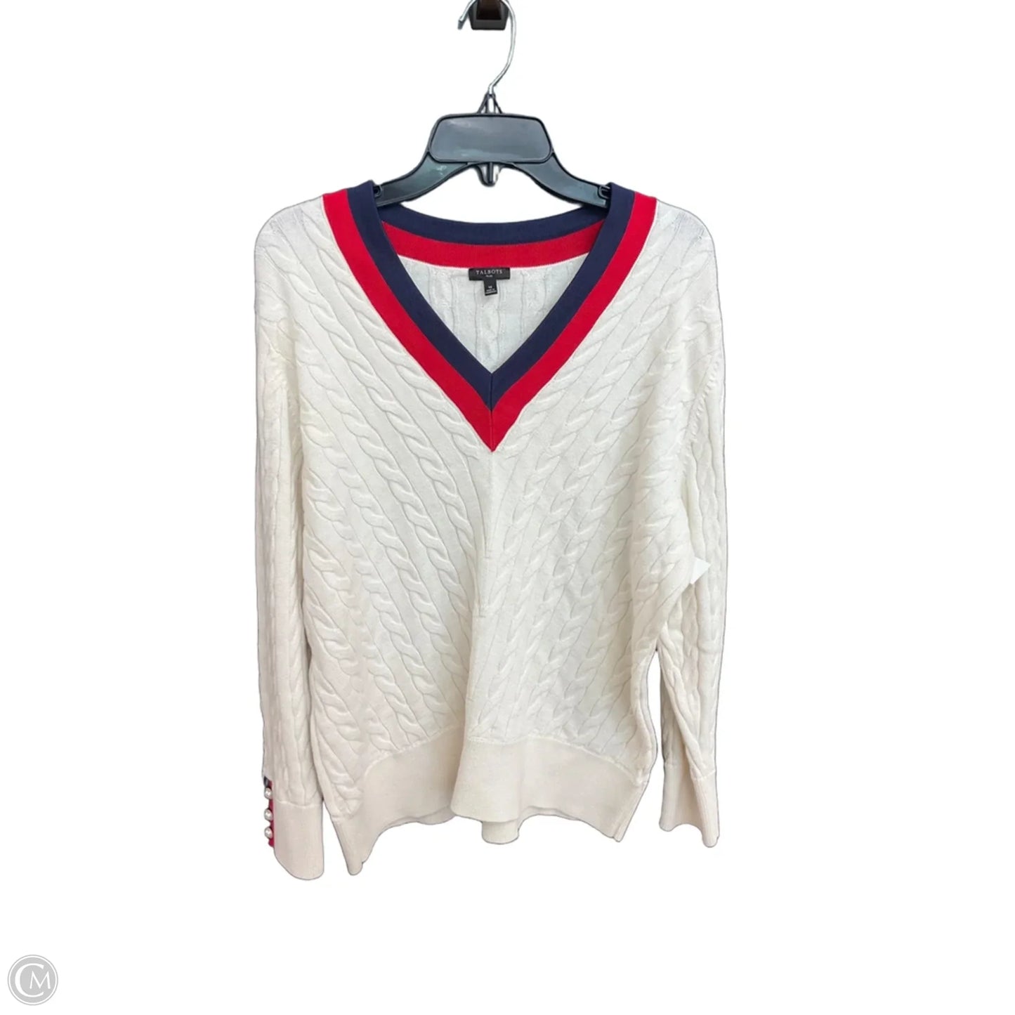 Sweater By Talbots In White, Size: 1x