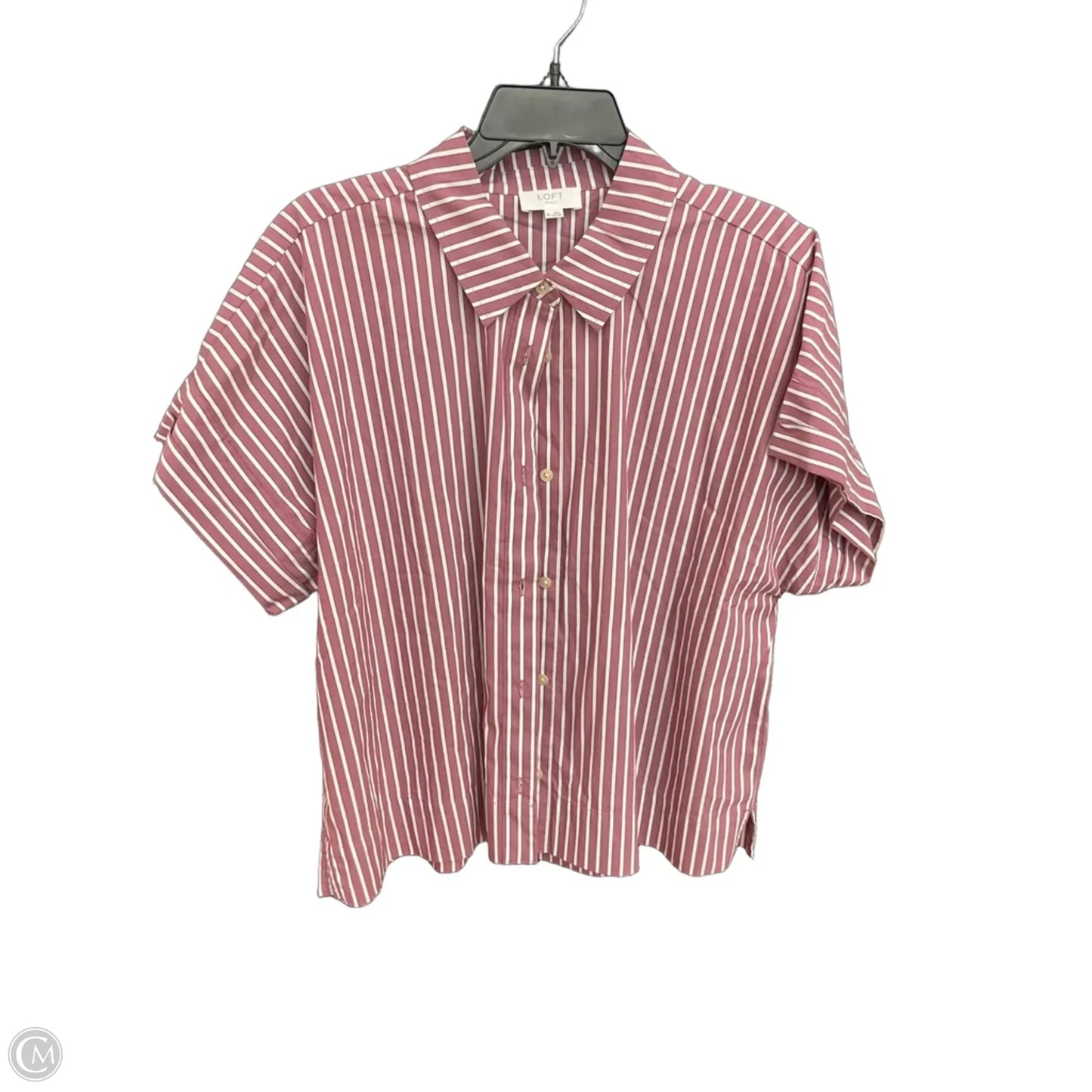 Blouse Short Sleeve By Loft In Striped Pattern, Size: Xl