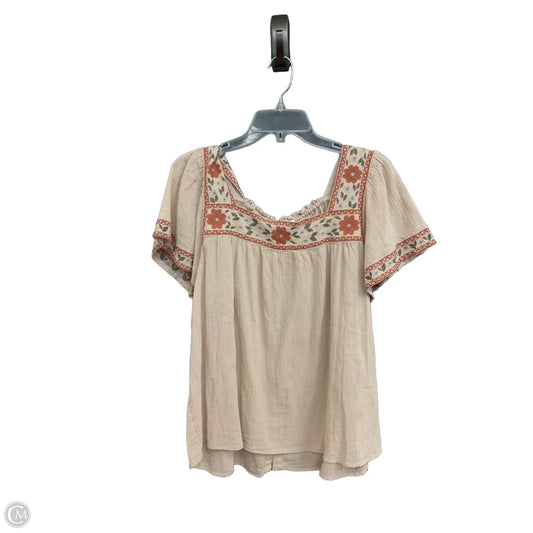 Top Short Sleeve By Madewell In Tan, Size: L
