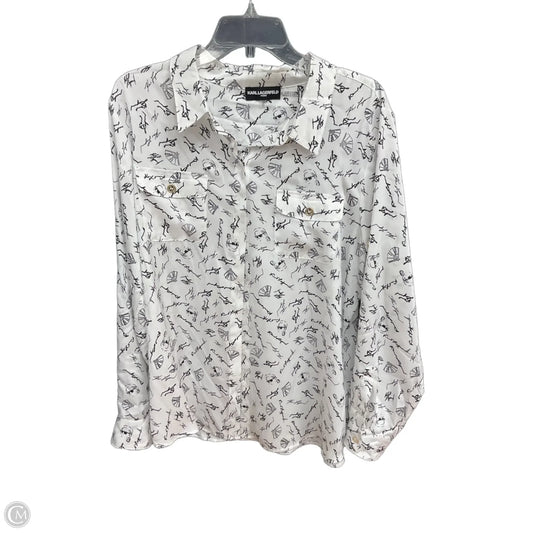 Blouse Designer By Karl Lagerfeld In White, Size: Xl