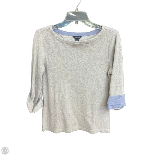 Top 3/4 Sleeve By Nautica In Grey, Size: S