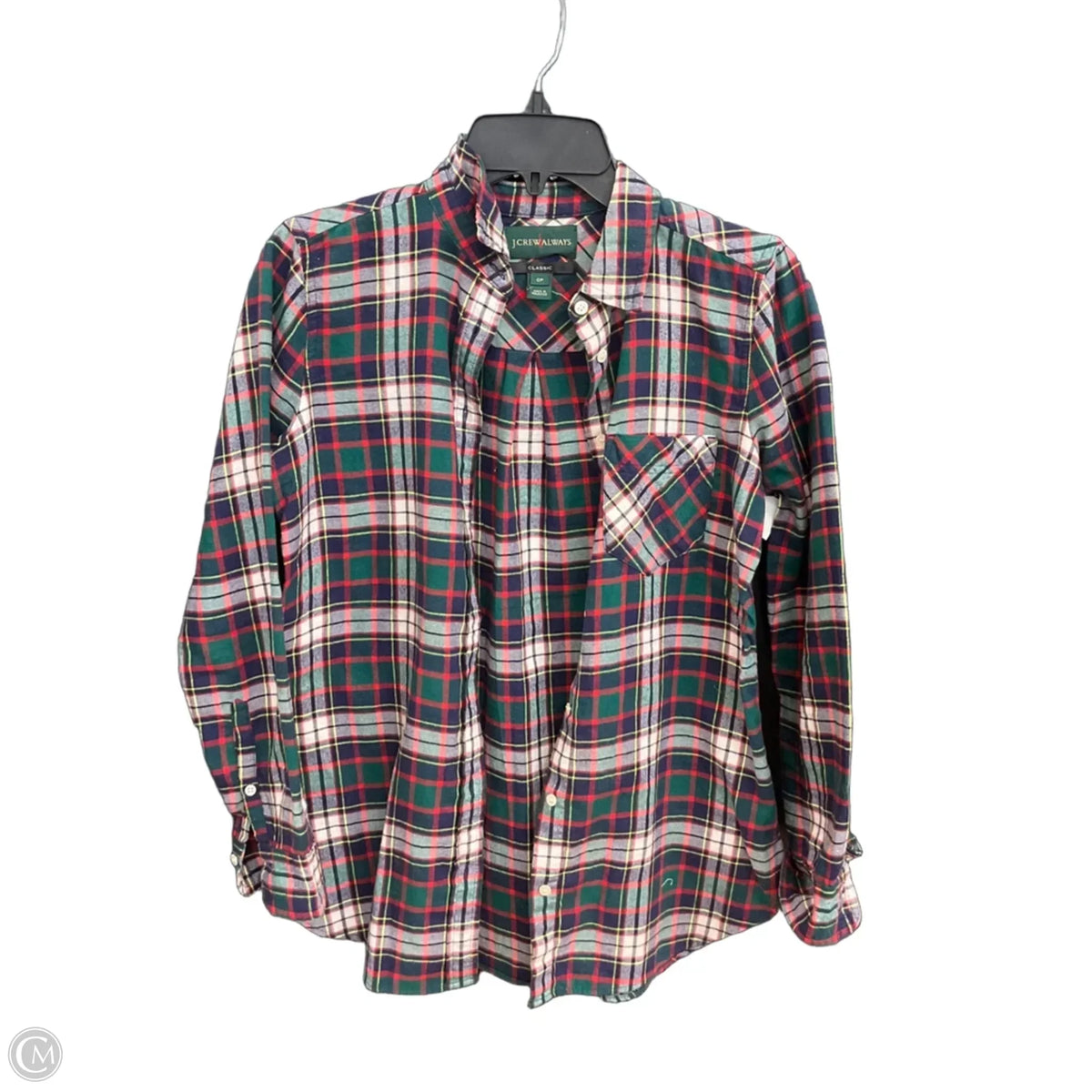 Blouse Long Sleeve By J. Crew In Plaid Pattern, Size: Xs