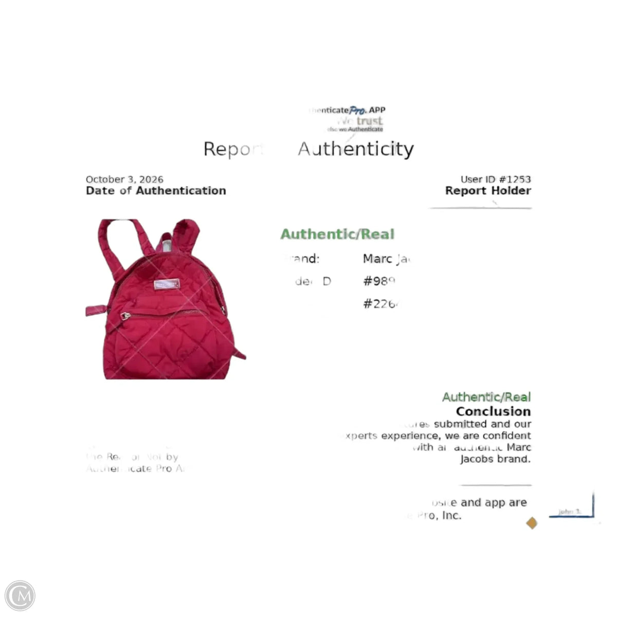 Backpack Luxury Designer By Marc Jacobs, Size: Medium