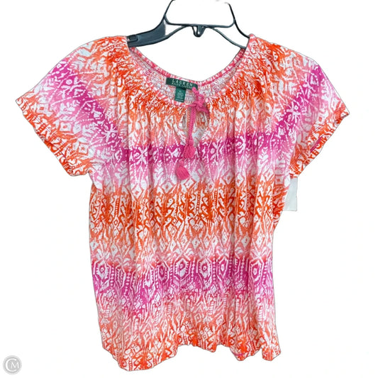 Top Short Sleeve By Lauren By Ralph Lauren In Orange, Size: Xl