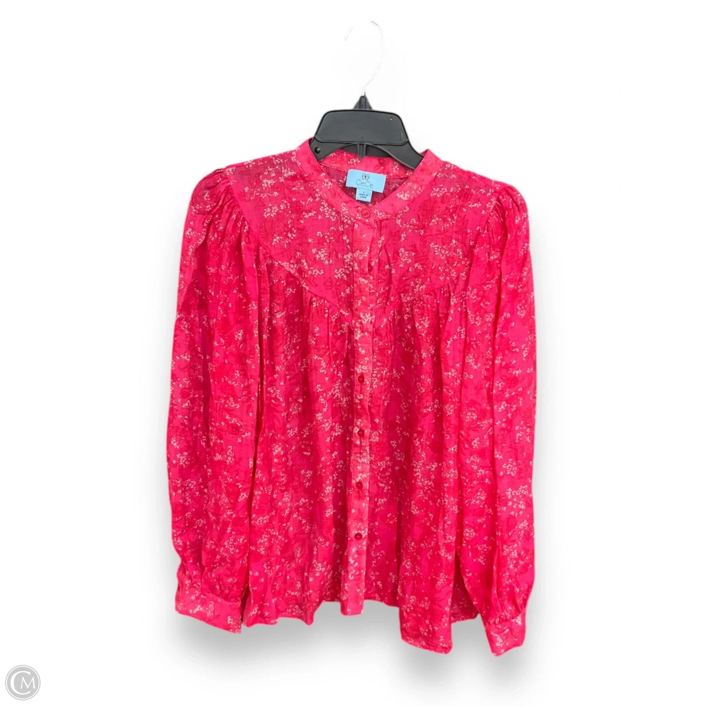 Blouse Long Sleeve By Cece In Pink, Size: L