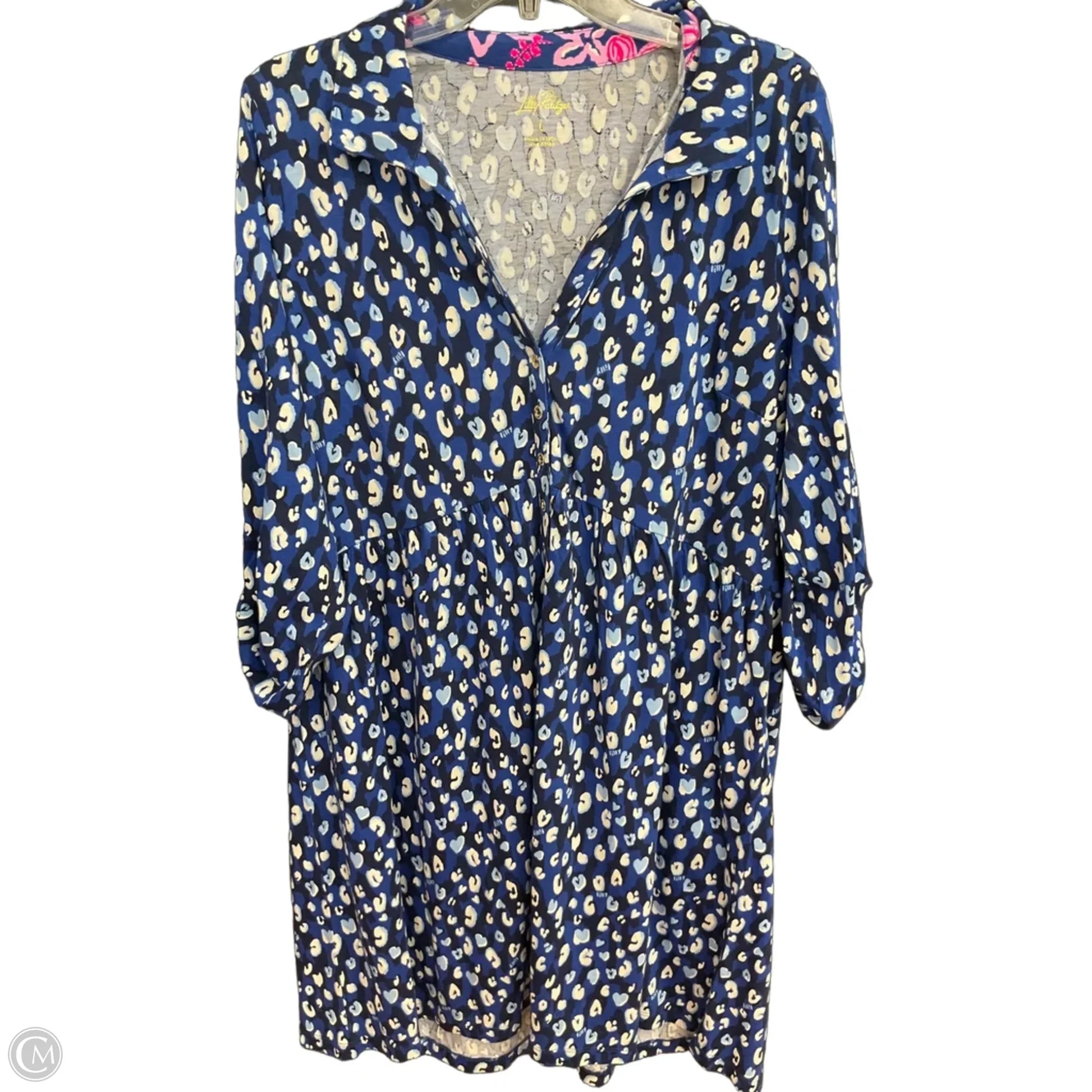 Dress Designer By Lilly Pulitzer In Blue & White, Size: L Dress Designer By Lilly Pulitzer In Blue & White, Size: L