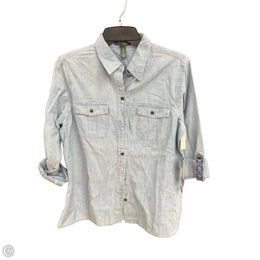 Blouse Long Sleeve By Ralph Lauren Co In Blue Denim, Size: M