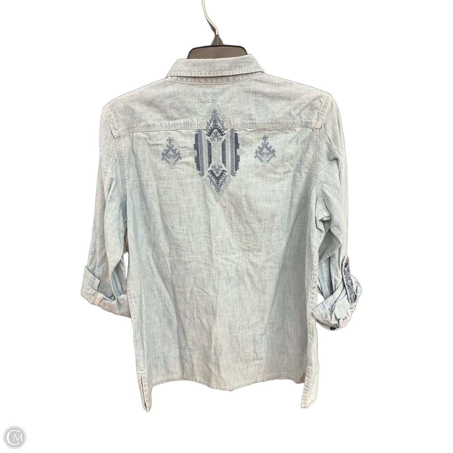 Blouse Long Sleeve By Ralph Lauren Co In Blue Denim, Size: M