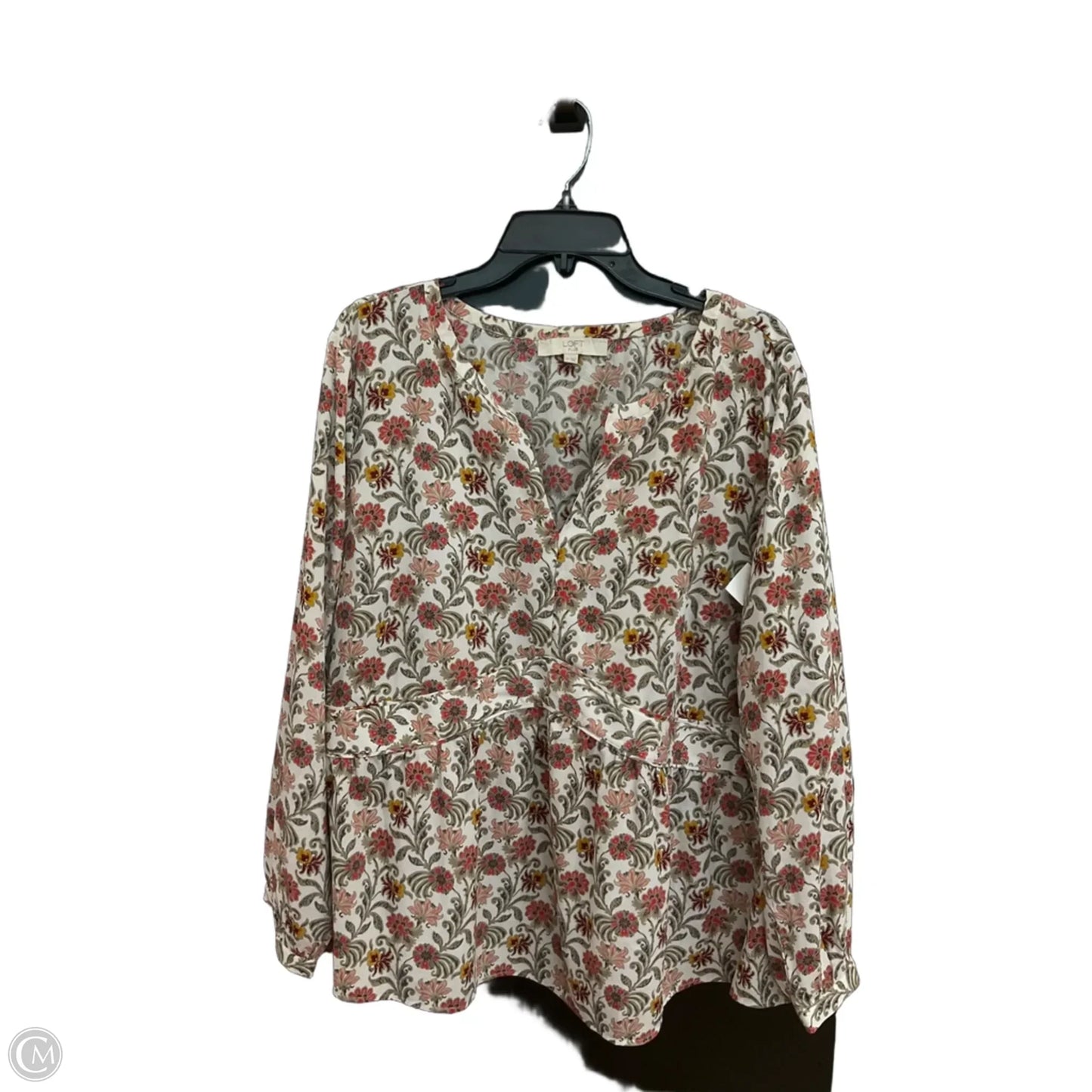 Top Long Sleeve By Loft In Floral Print, Size: 2x