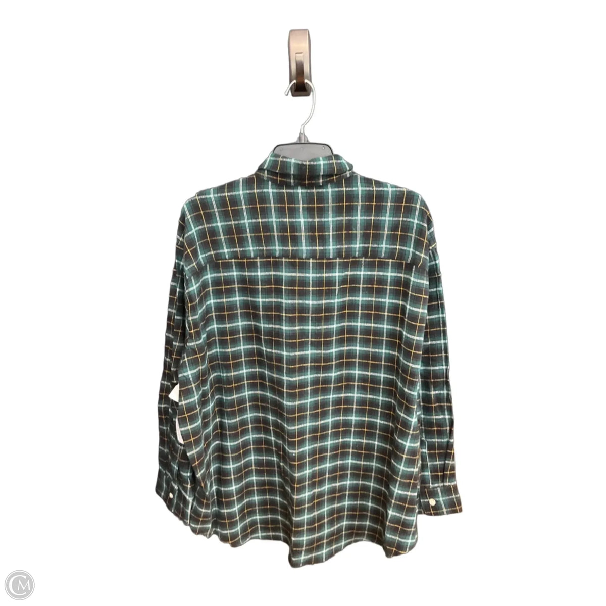 Blouse Long Sleeve By Old Navy In Plaid Pattern, Size: Xl