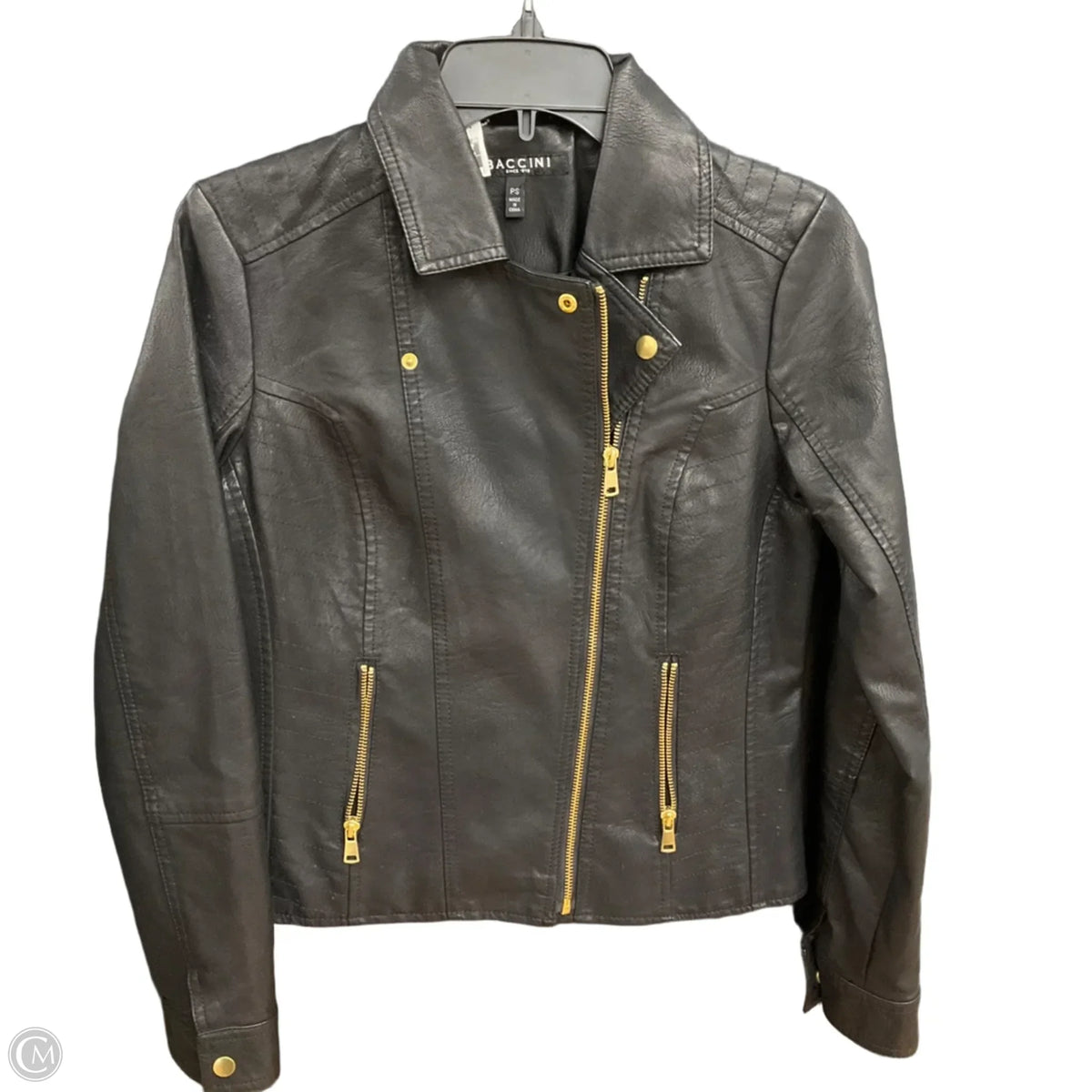 Jacket Moto By Baccini In Black, Size: Sp