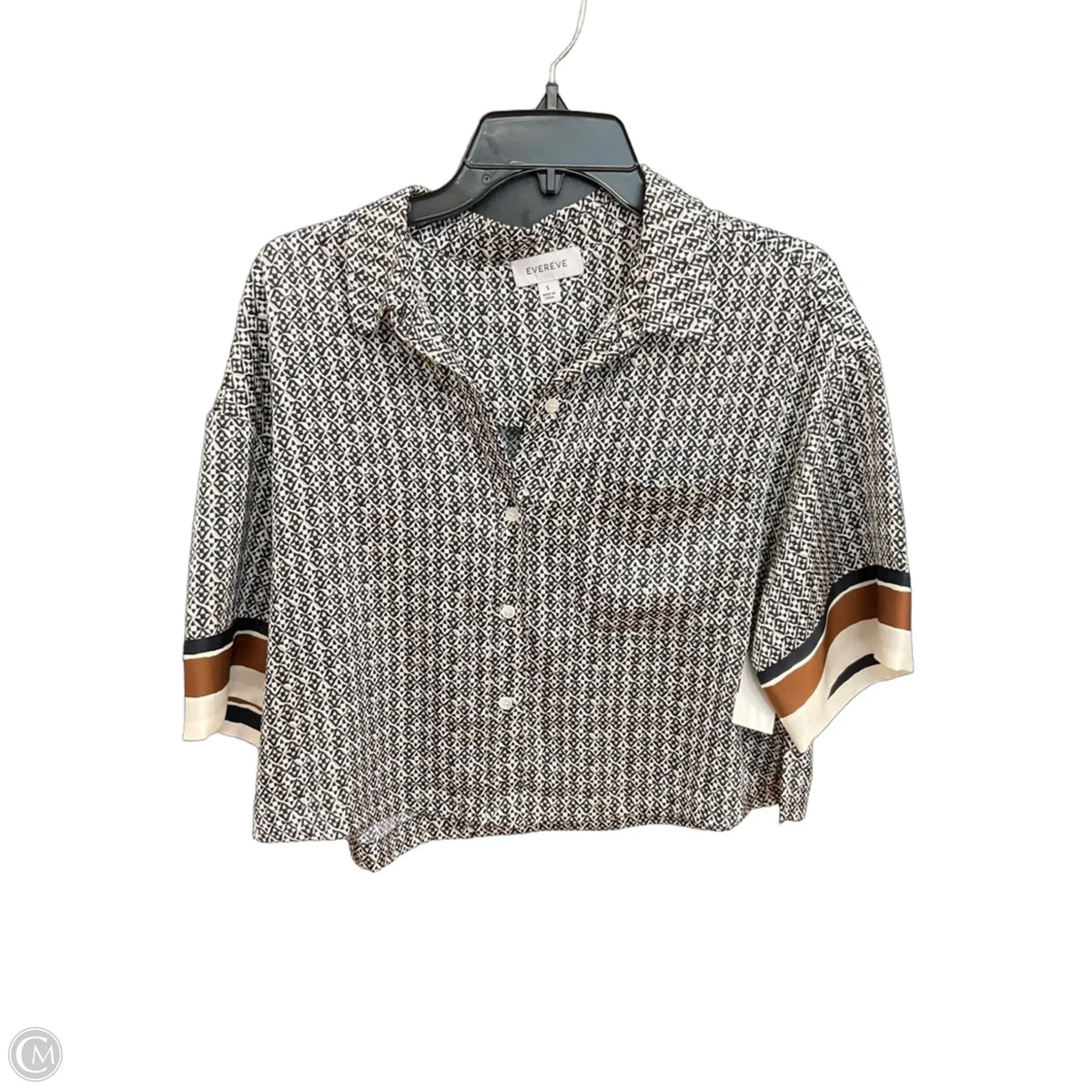 Top Short Sleeve By Evereve In Geometric Pattern, Size: S