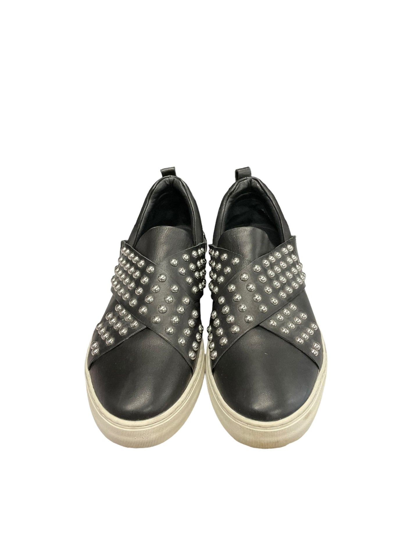Black Shoes Flats J Slides, Size 10