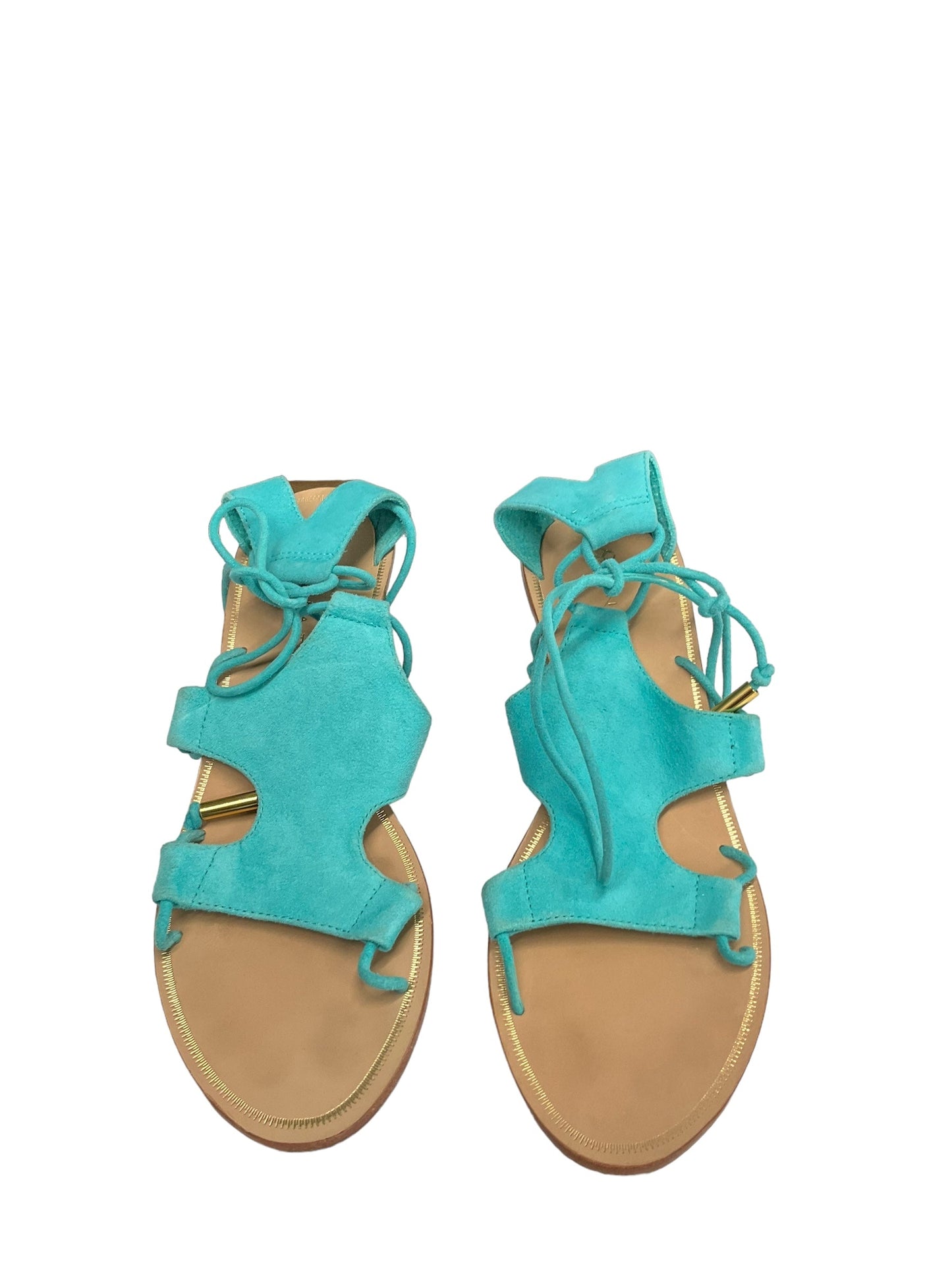 Aqua Sandals Heels Kitten Trina Turk, Size 7.5