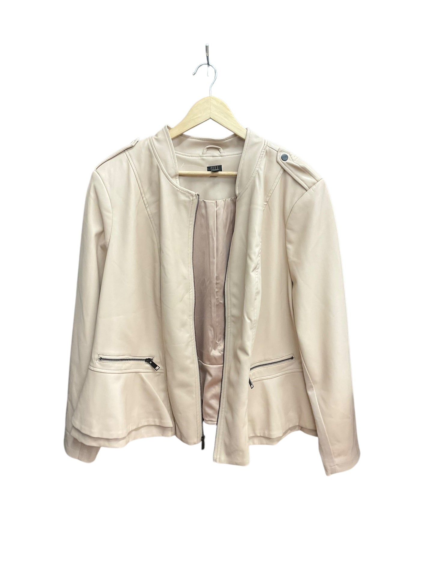 Jacket Moto By Gilli In Taupe, Size: 4x