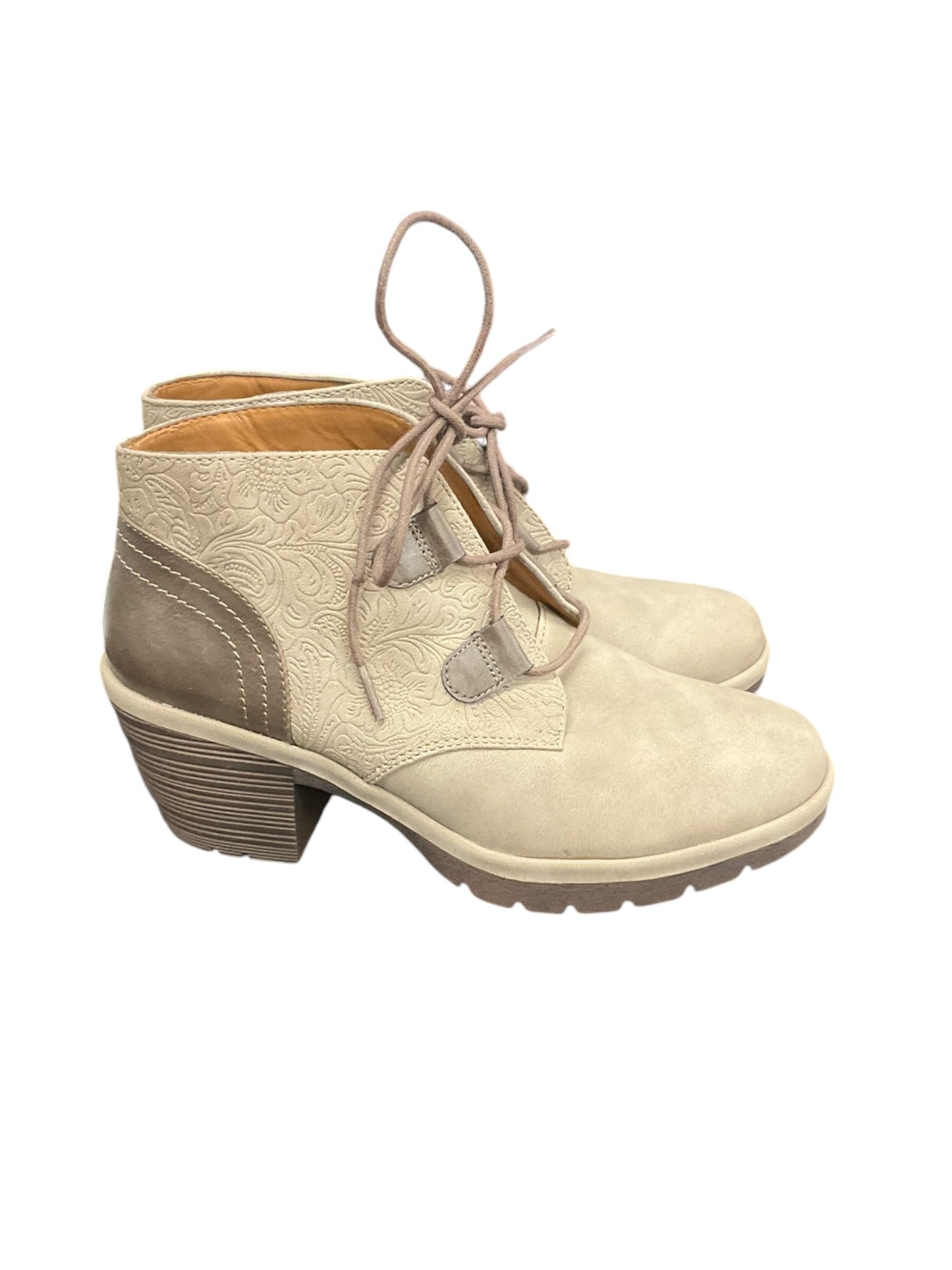 Boots Ankle Heels By Sofft In Taupe, Size: 7.5