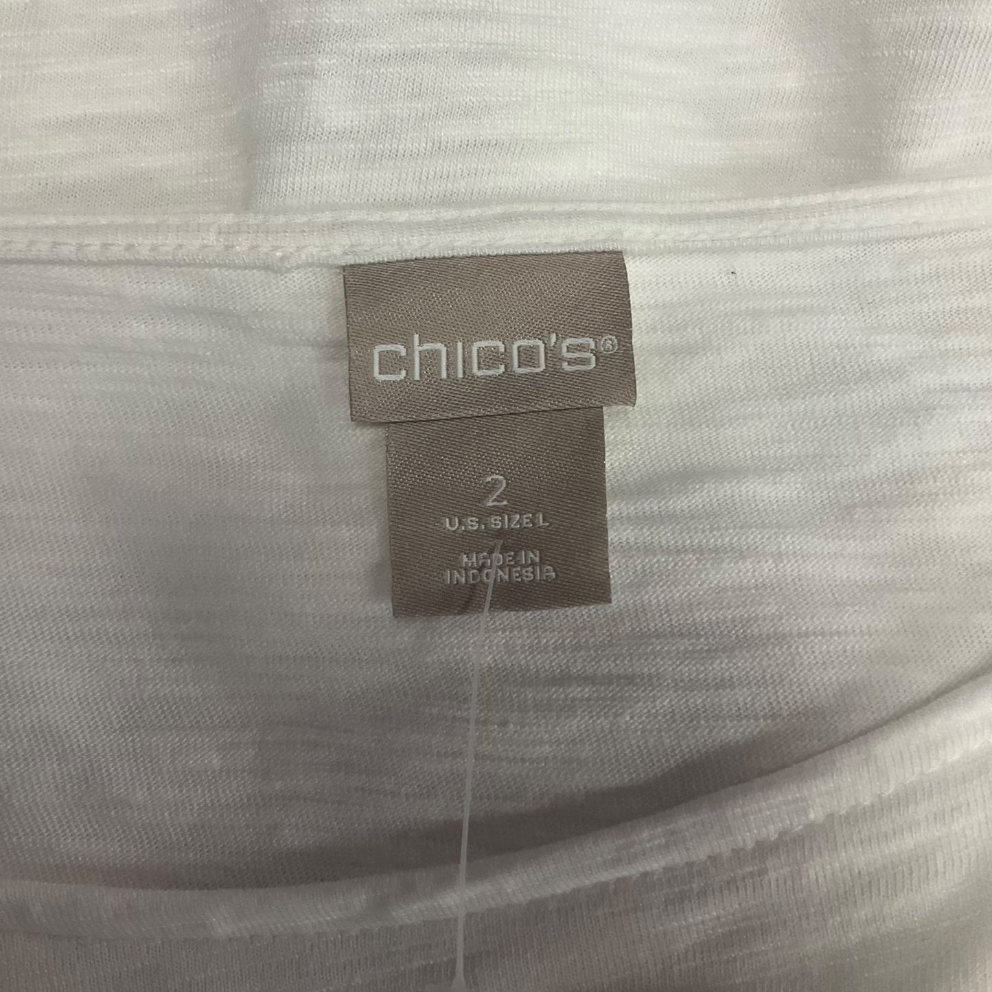 Top 3/4 Sleeve By Chicos In White, Size: 2