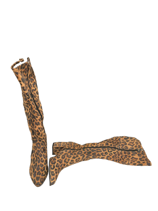 Animal Print Boots Knee Heels Marc Fisher, Size 9