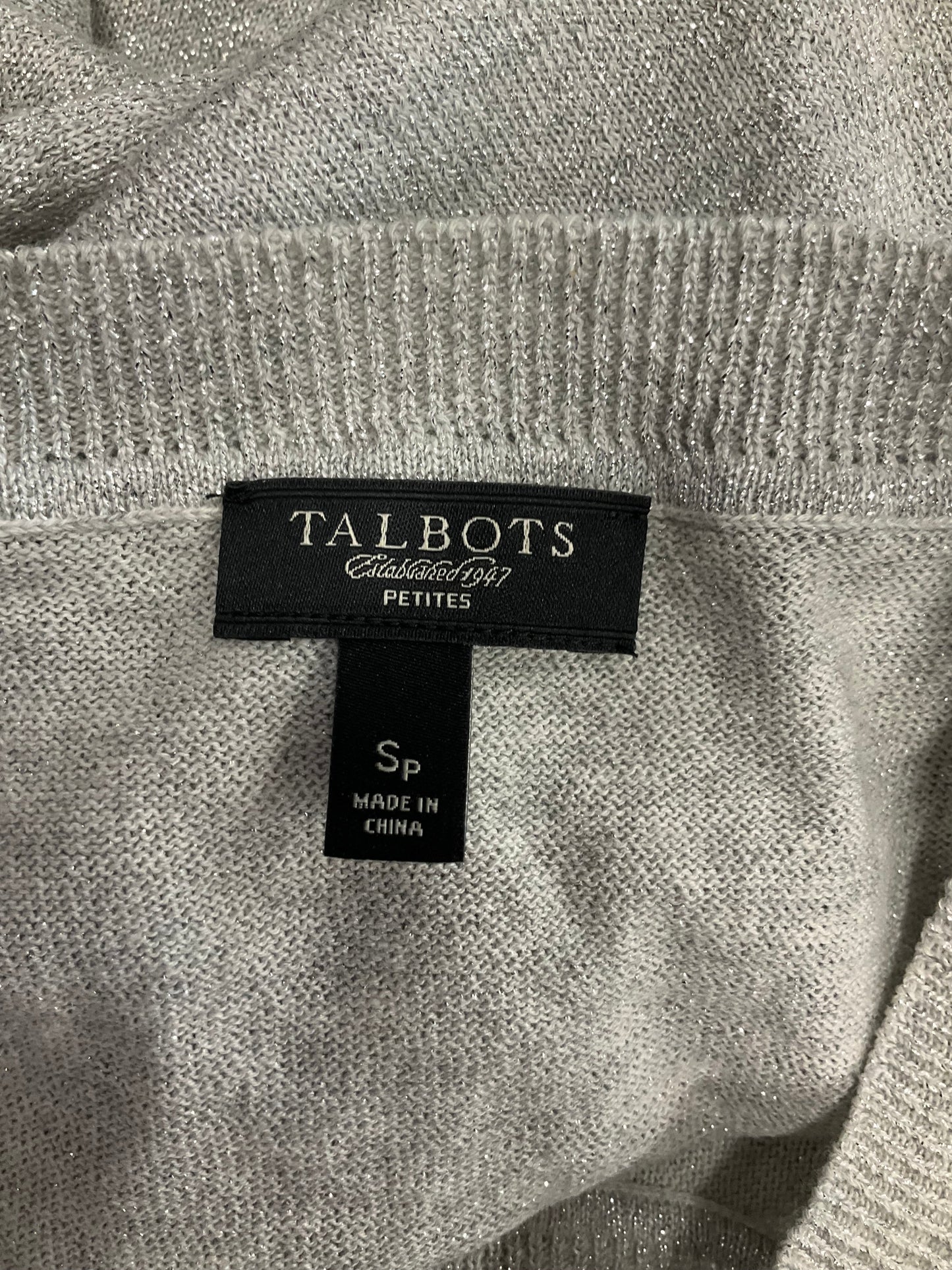 Sweater Cardigan By Talbots In Silver, Size: Petite   S