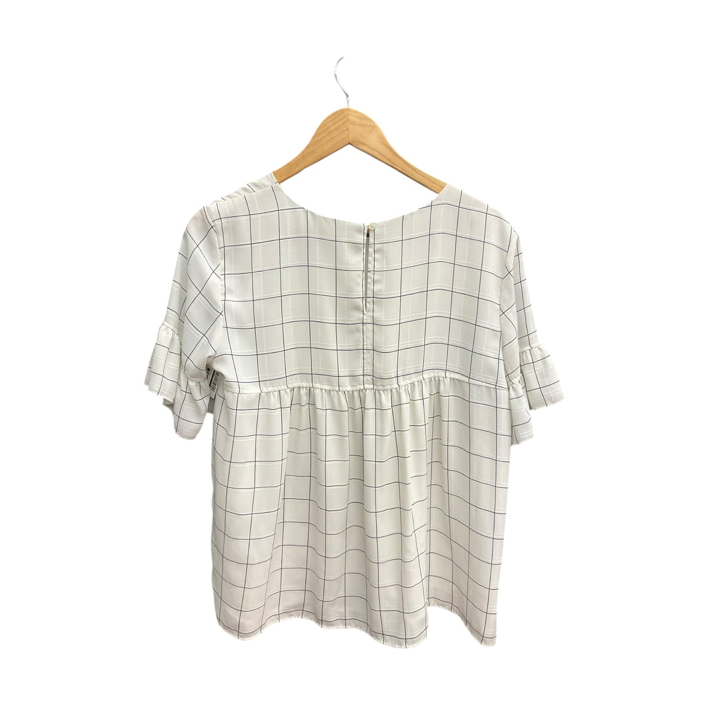 Top Short Sleeve By Loft In Checkered Pattern, Size: Lp