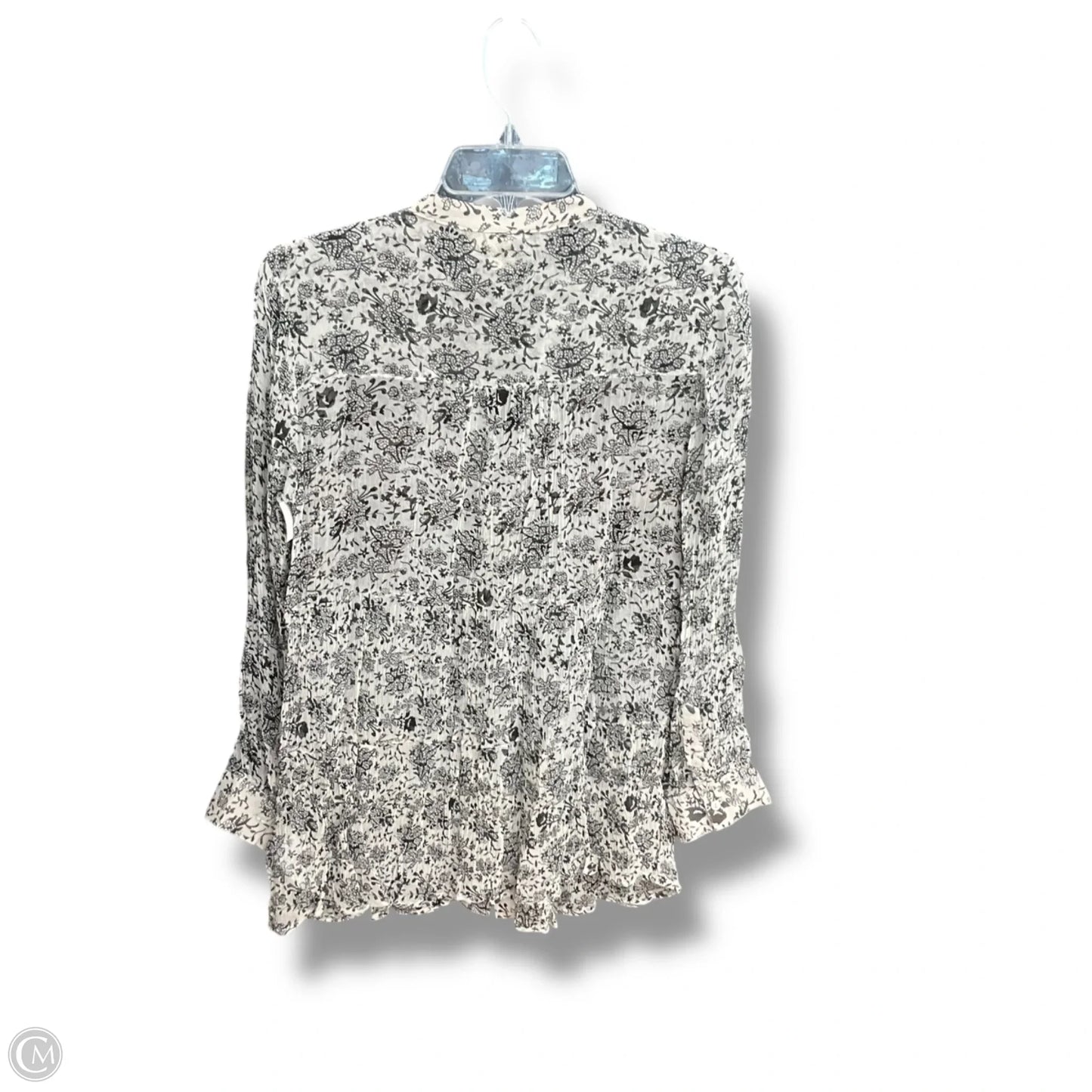 Blouse Long Sleeve By Maeve In Black & White, Size: S