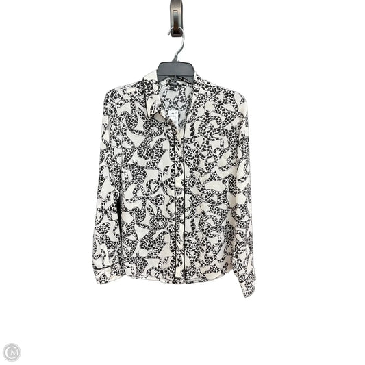 Blouse Long Sleeve By Express In Black & White, Size: S