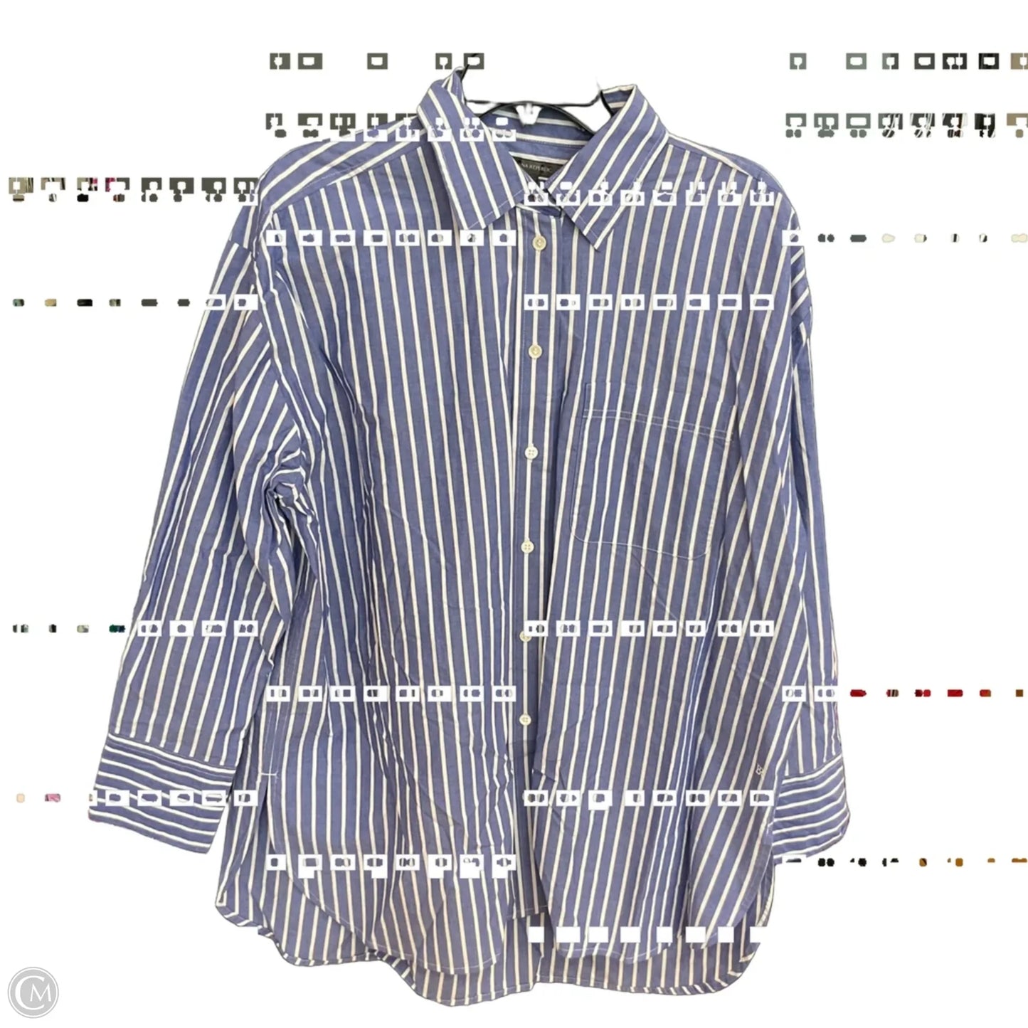 Blouse Long Sleeve By Banana Republic In Striped Pattern, Size: L