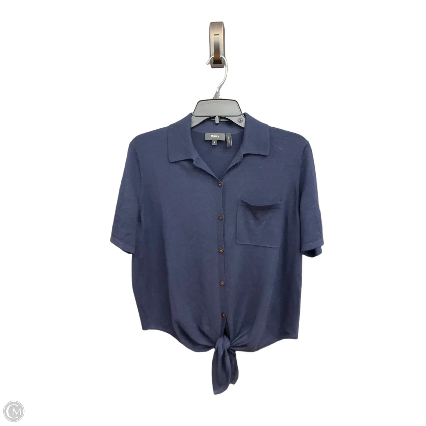 Top Short Sleeve By Theory In Navy, Size: S